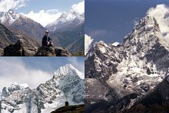 Khumjung 06 Jerome Ryan With Ama Dablam Behind From Khumjung, Kangtega And Thamserku